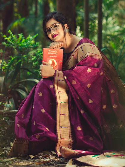 violet paithani saree