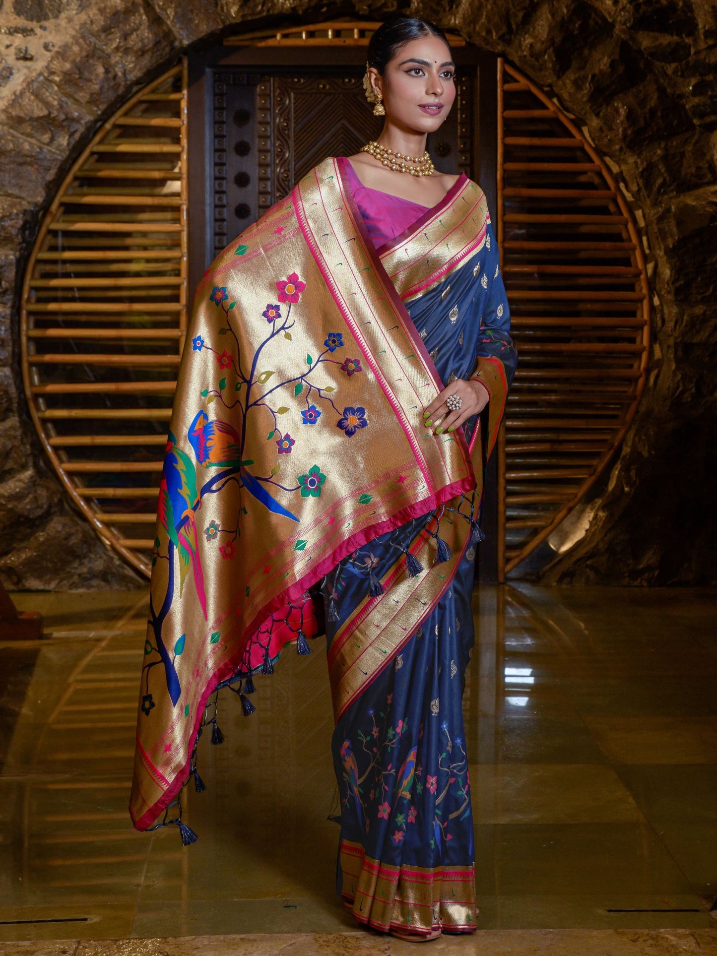 Deep Blue Woven Paithani Saree