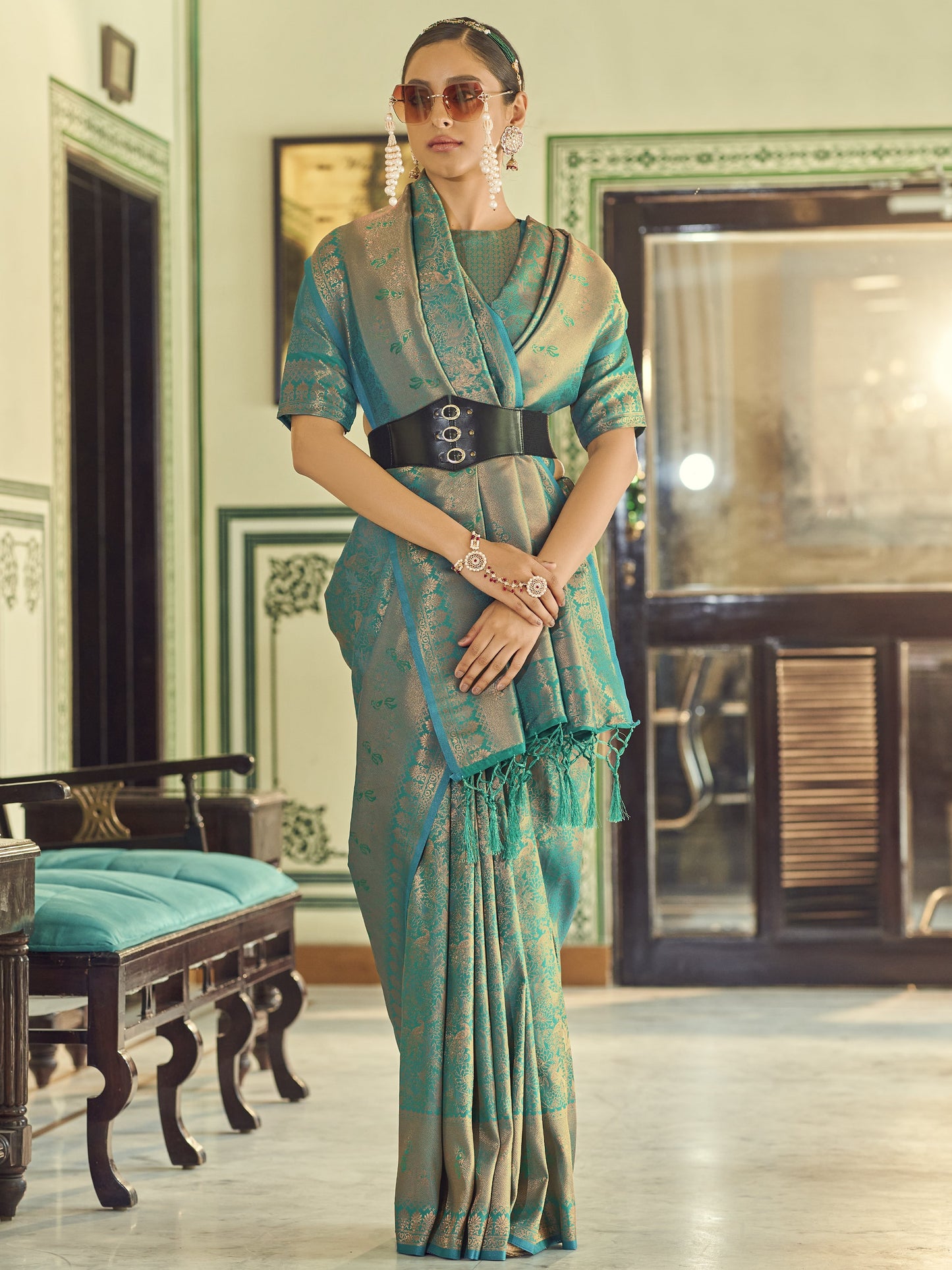 Rama Blue Kanjivaram Saree