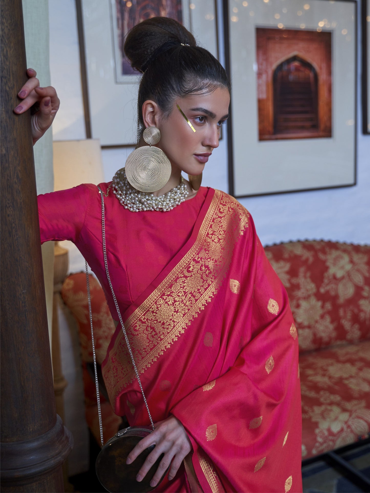 Punch Pink Banarasi Saree