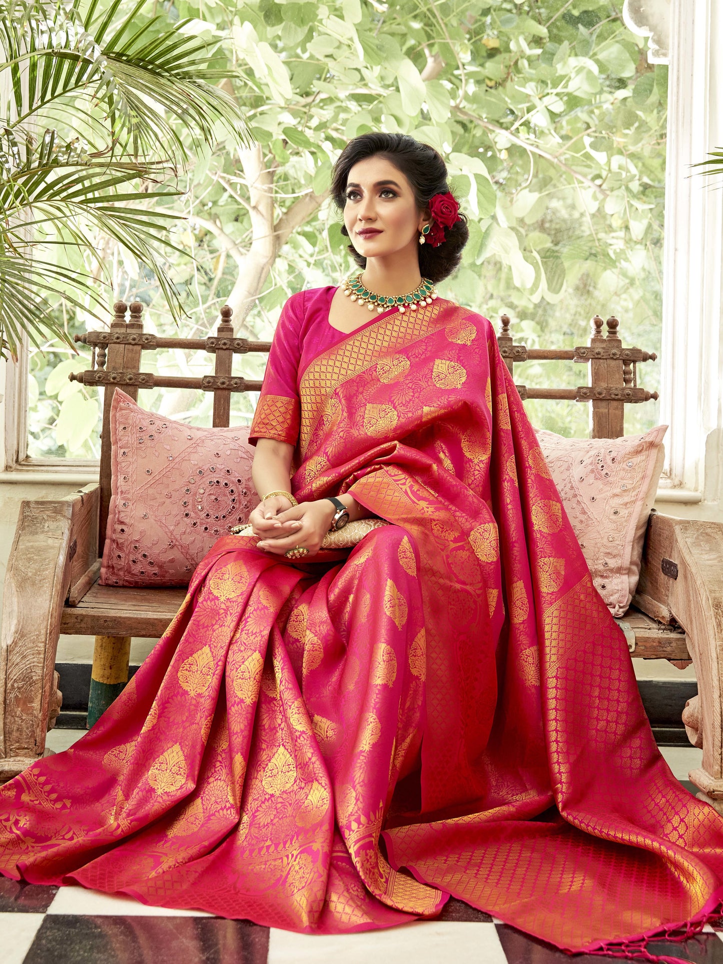 French Pink Kanjivaram Saree