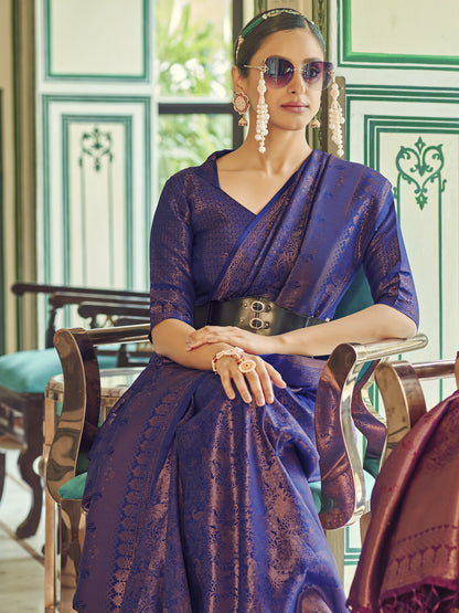 Sapphire Blue Kanjivaram Saree