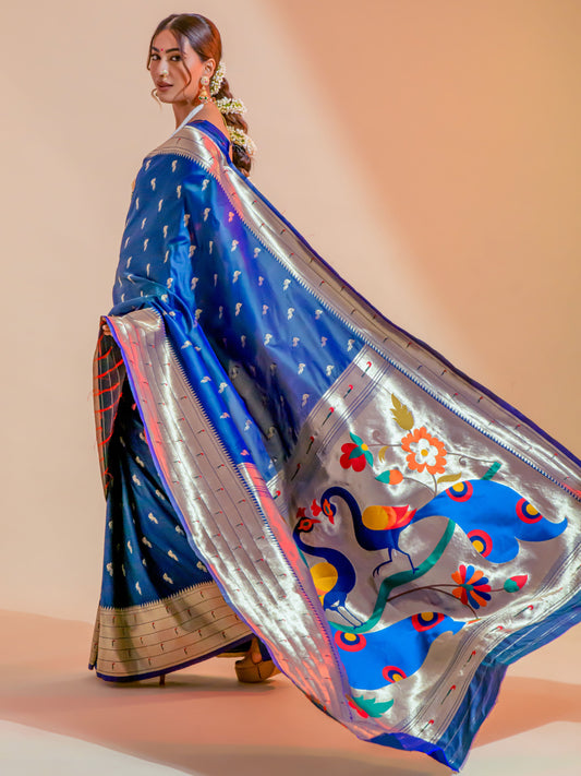 Cobalt Blue Paithani Saree