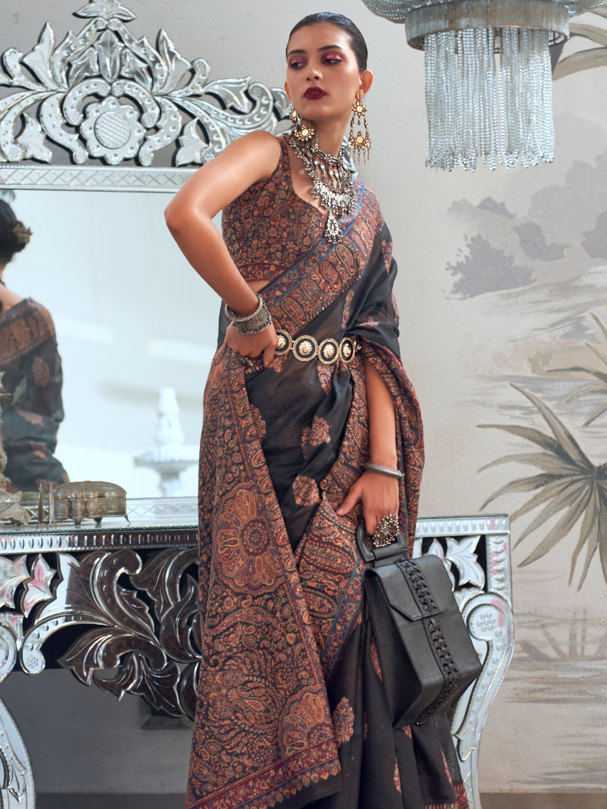 party wear black saree