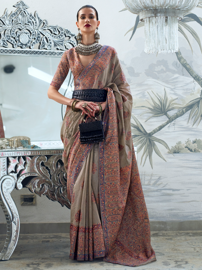 gray jamewar saree