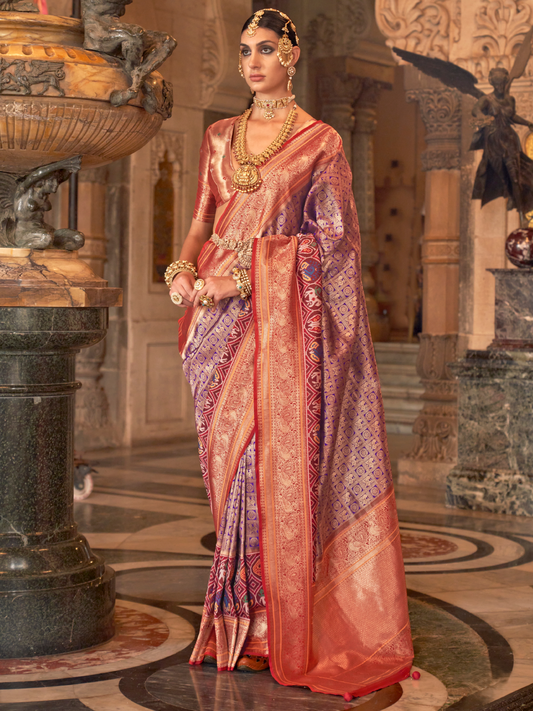 Royal Purple Woven Kanjivaram Patola Silk Saree
