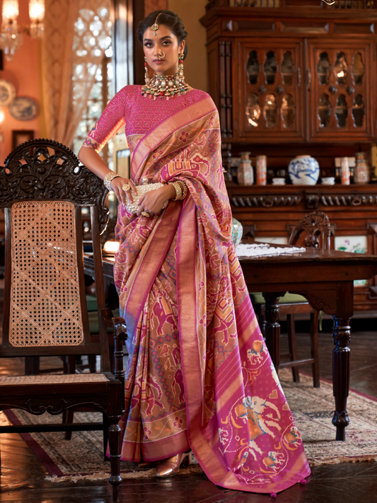 beige patola saree