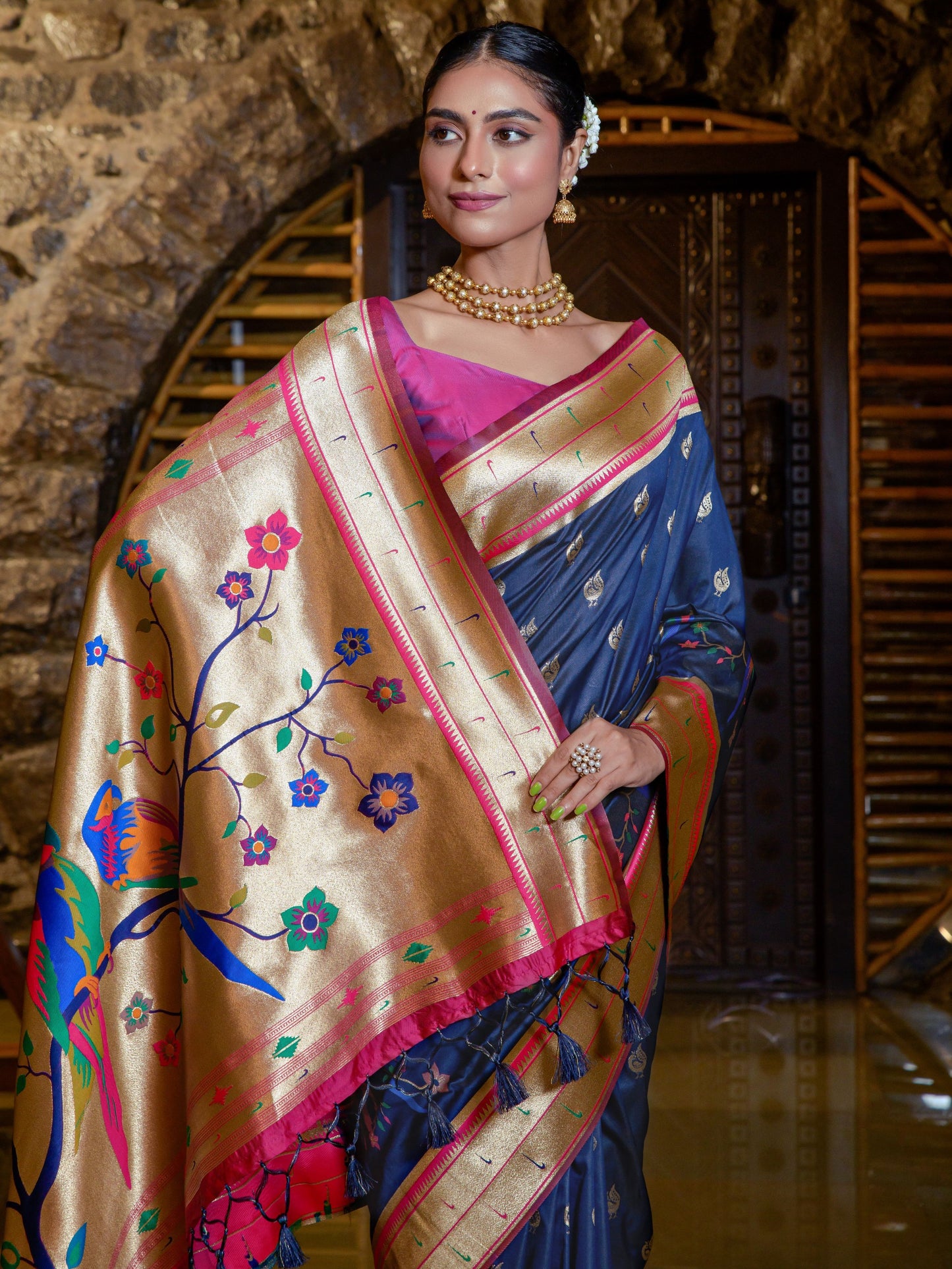 Deep Blue Woven Paithani Saree