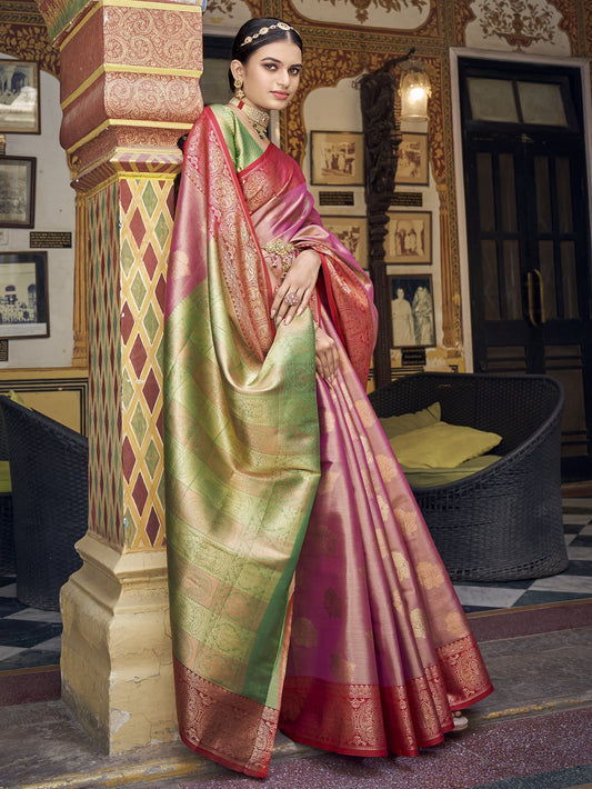 Blush Pink Tissue Silk Saree