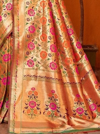 Golden Pink Paithani Saree