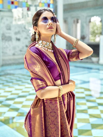 Plum Magenta Kanjivaram Saree