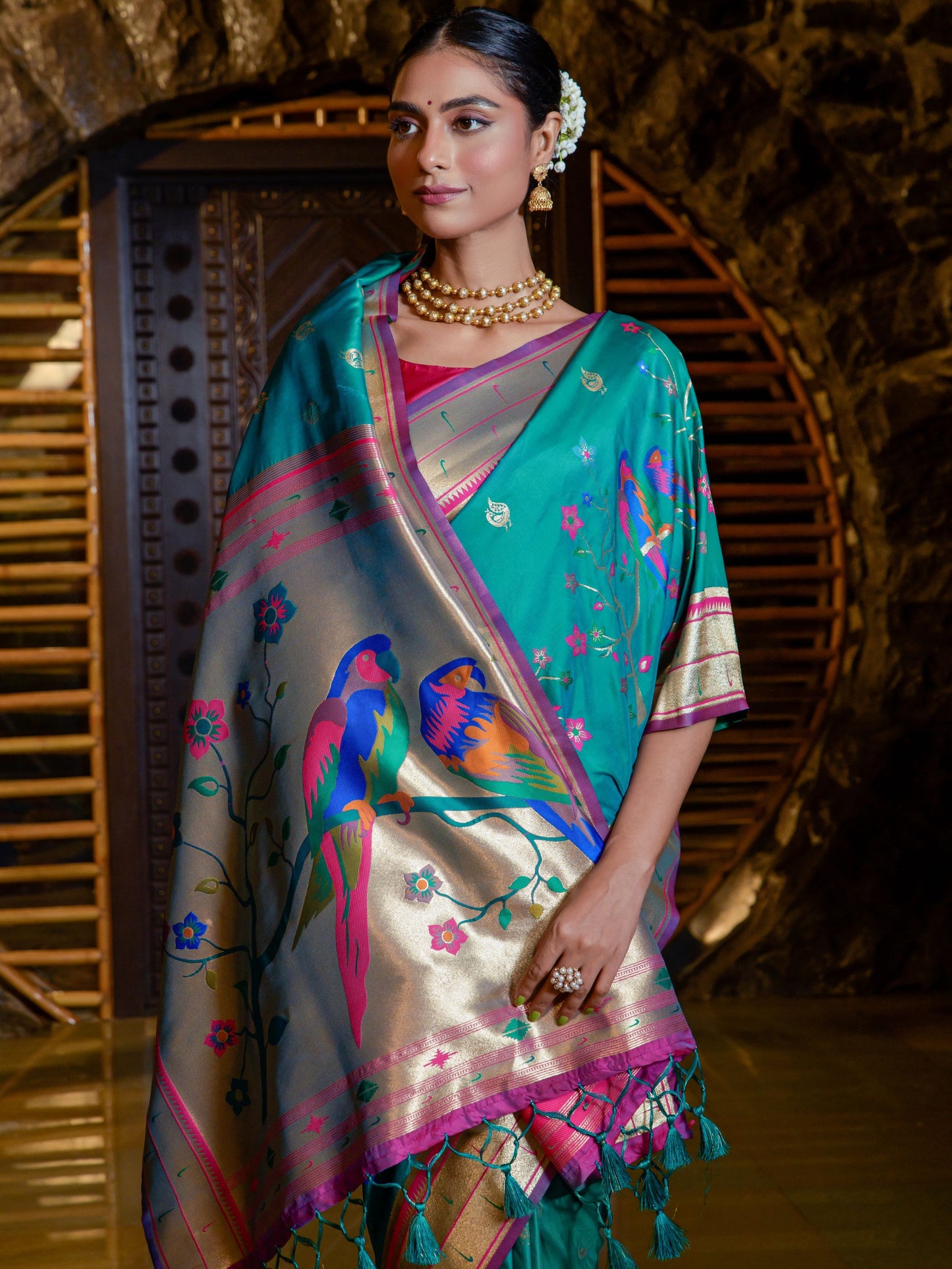 Cerulean Blue Woven Paithani Saree