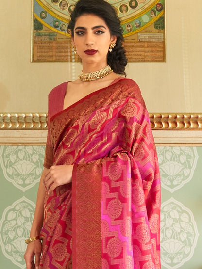 Cerise Magenta Kanjivaram Saree