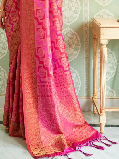 Cerise Magenta Kanjivaram Saree