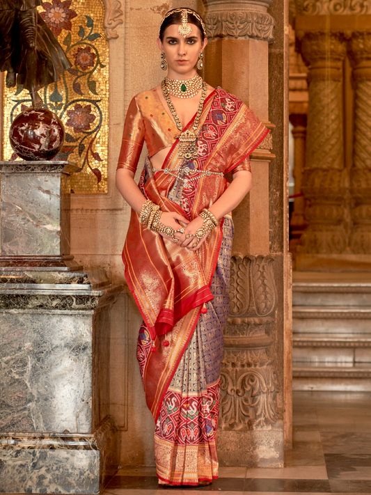 Imperial Blue Woven Kanjivaram Patola Silk Saree