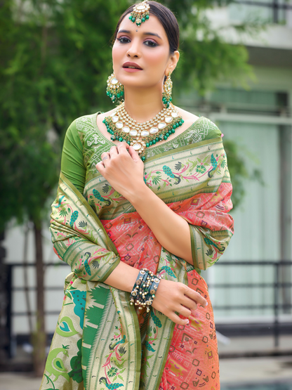 Burnt Orange Woven Patola Paithani Silk Saree